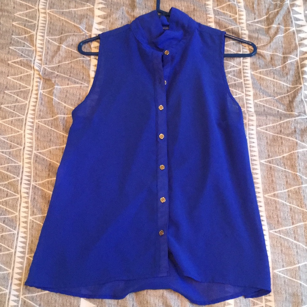 Charlotte Russe, blue button up, see through